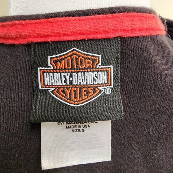 Y2K Harley Davidson Women's Black and Red Vest Tank Top Size Small - Picture 9 of 12